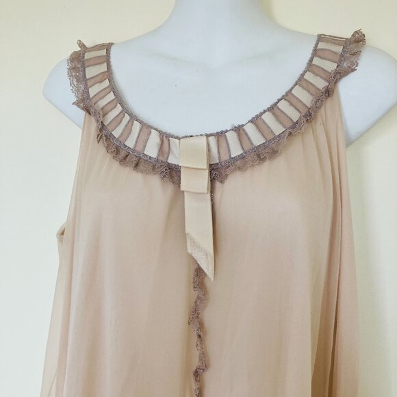 Miss Glamour Nightgown & Robe Set Vintage 1960s Nylon Lace w/ Satin Ribbon Sm-Lg - Picture 4 of 9